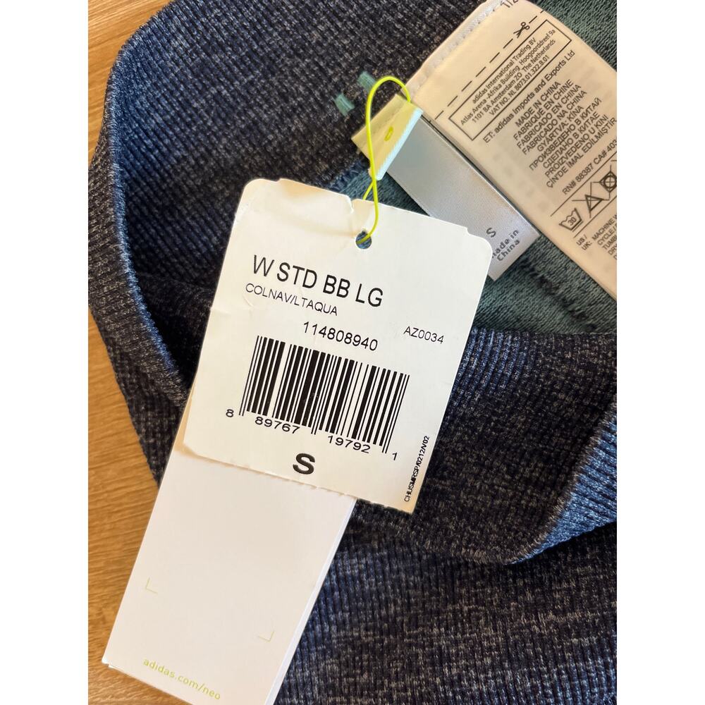 Adidas Neo Womens Ribbed Knit Leggings Size S Navy Athleisure Athletic NWT - Picture 4 of 9
